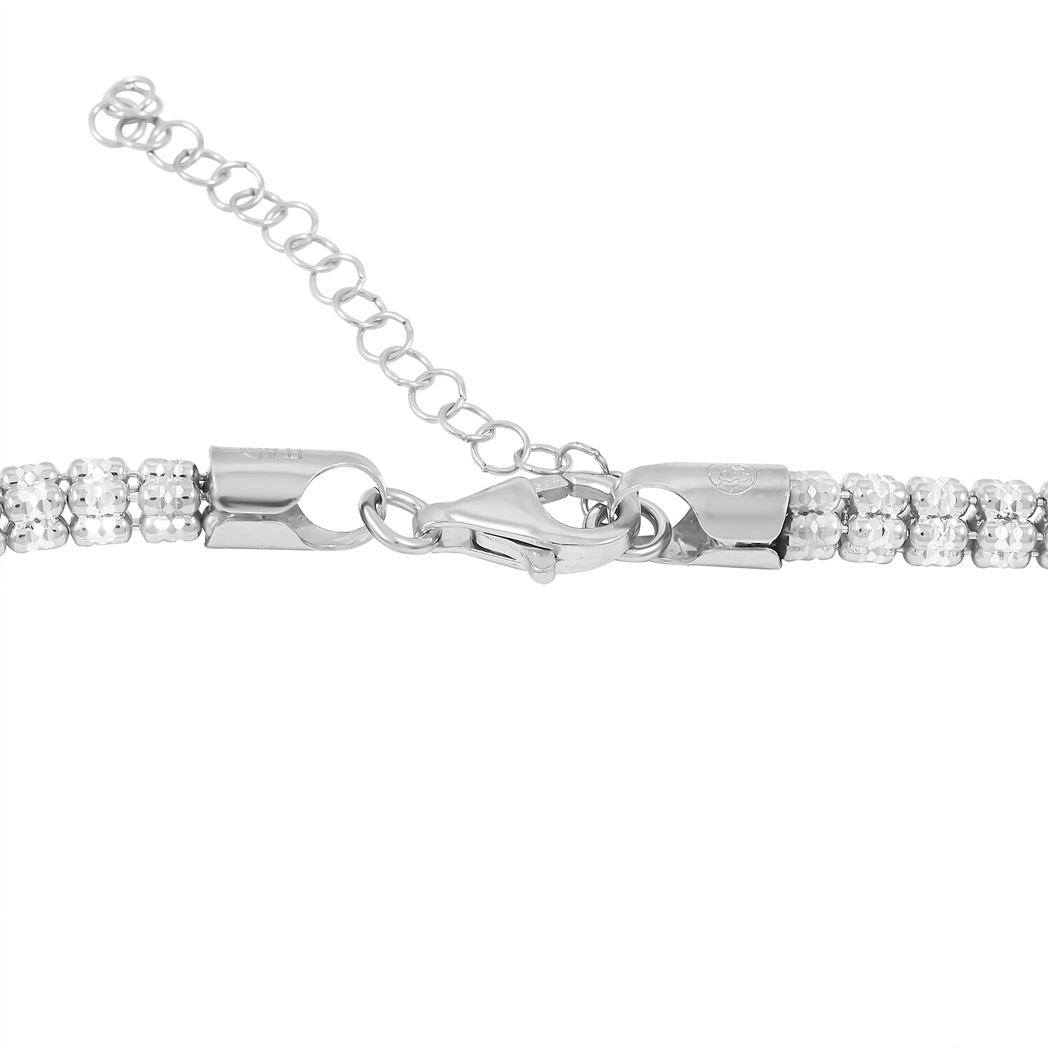 Italian Rhodium Over Sterling Silver Round Ice Chain Necklace 18 Inches 31.23 Grams