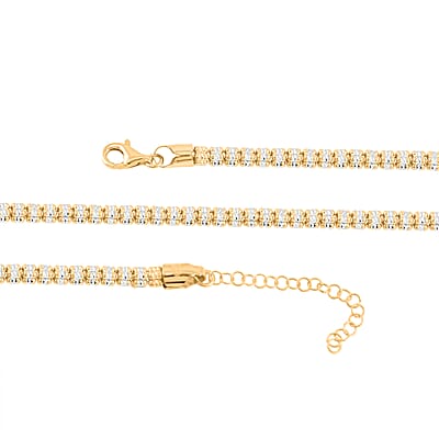 Italian 14K YG Over and Sterling Silver Round Ice Chain Necklace 18 Inches 32.26 Grams