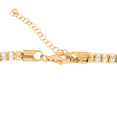 Italian 14K YG Over and Sterling Silver Round Ice Chain Necklace 18 Inches 32.26 Grams