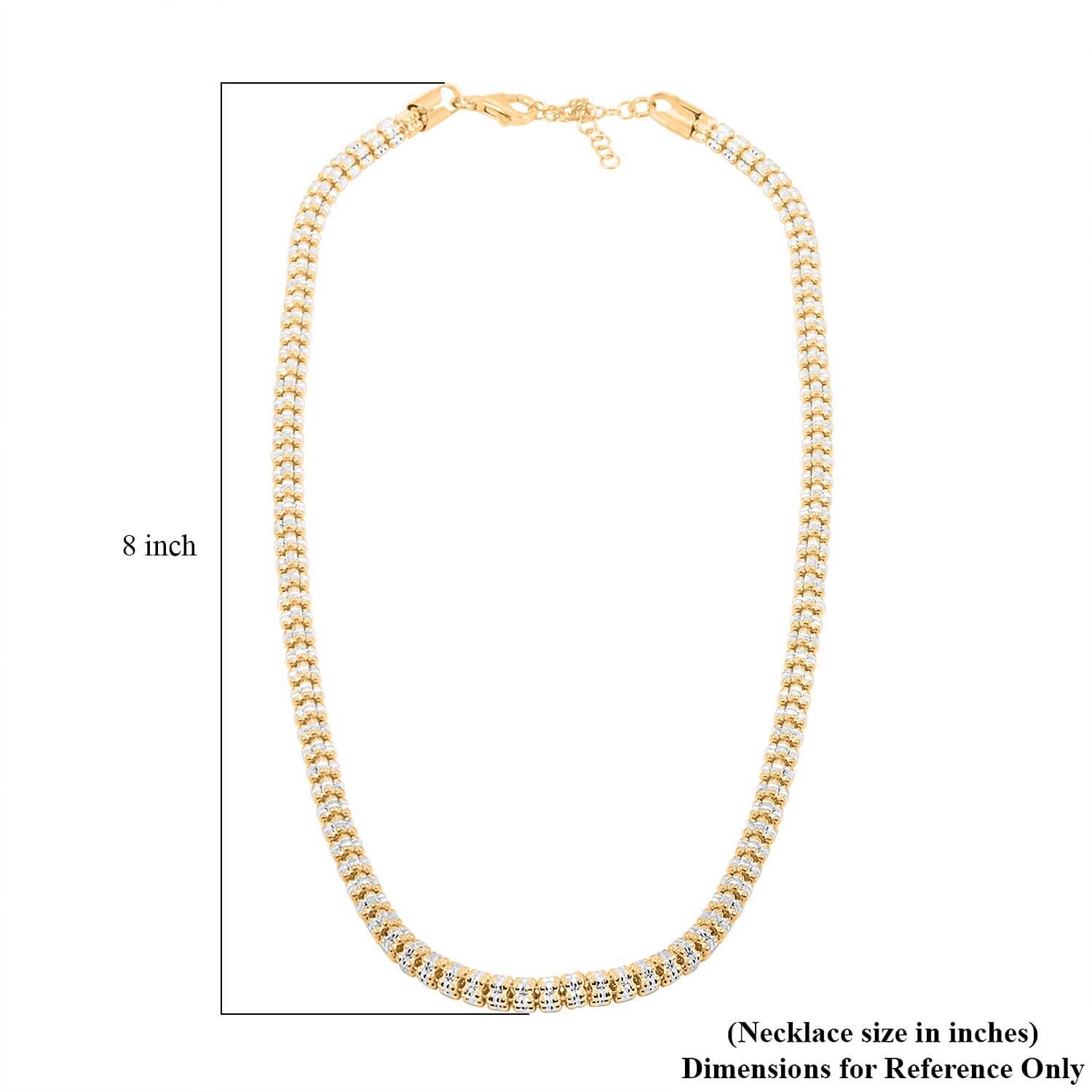 Italian 14K YG Over and Sterling Silver Round Ice Chain Necklace 18 Inches 32.26 Grams