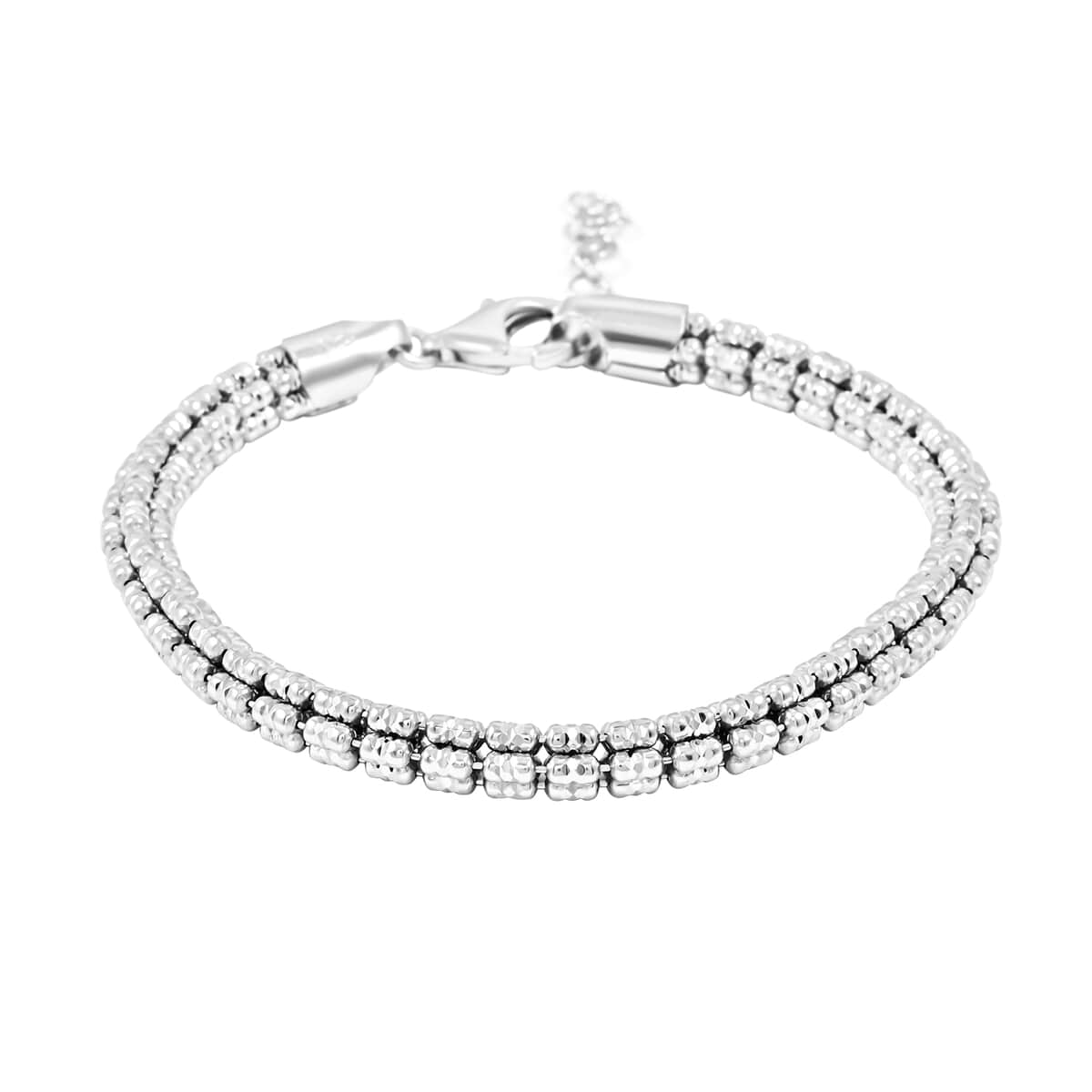 Italian Rhodium Over Sterling Silver Round Ice Chain Bracelet (7.25 In) 12.46 Grams image number 0