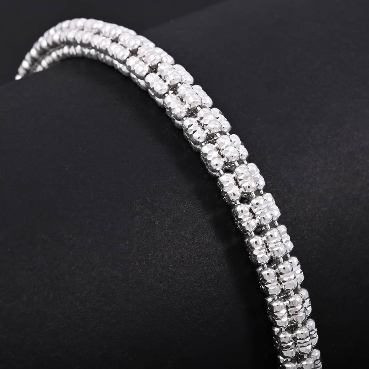 Italian Rhodium Over Sterling Silver Round Ice Chain Bracelet (7.25 In) 12.46 Grams image number 1