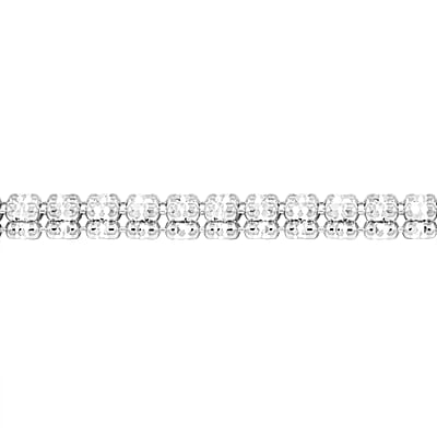 Italian Rhodium Over Sterling Silver Round Ice Chain Bracelet (7.25 In) 12.46 Grams