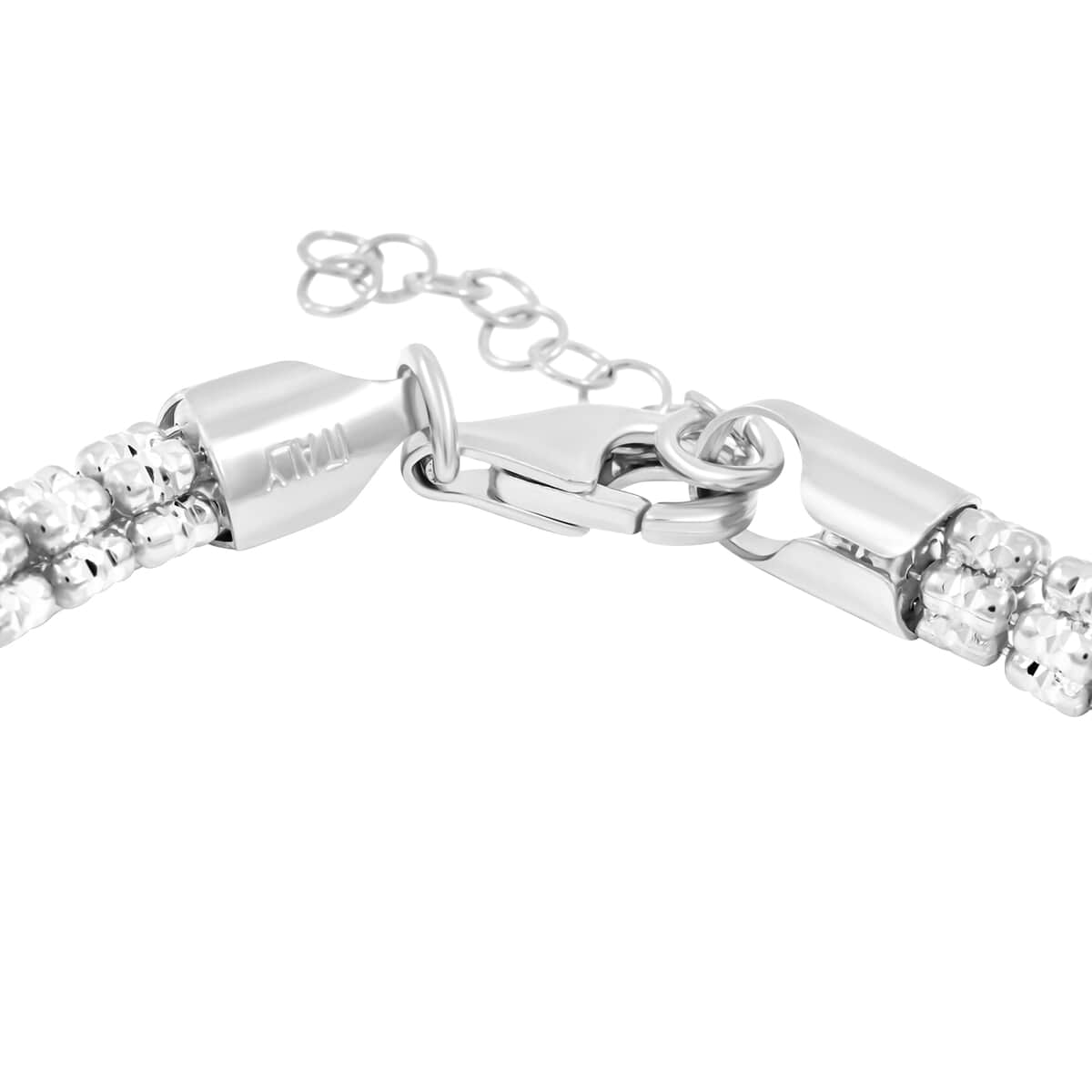 Italian Rhodium Over Sterling Silver Round Ice Chain Bracelet (7.25 In) 12.46 Grams image number 4