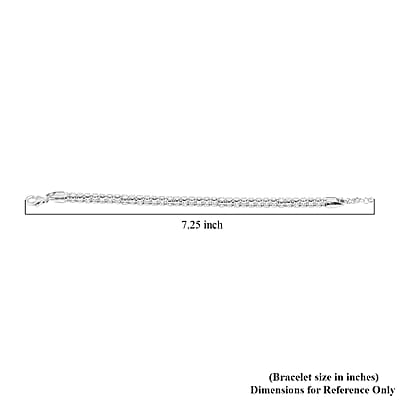 Italian Rhodium Over Sterling Silver Round Ice Chain Bracelet (7.25 In) 12.46 Grams