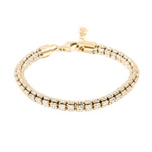 Italian 14K Yellow Gold Over and Sterling Silver Round Ice Chain Bracelet (7.25 In) 13.34 Grams