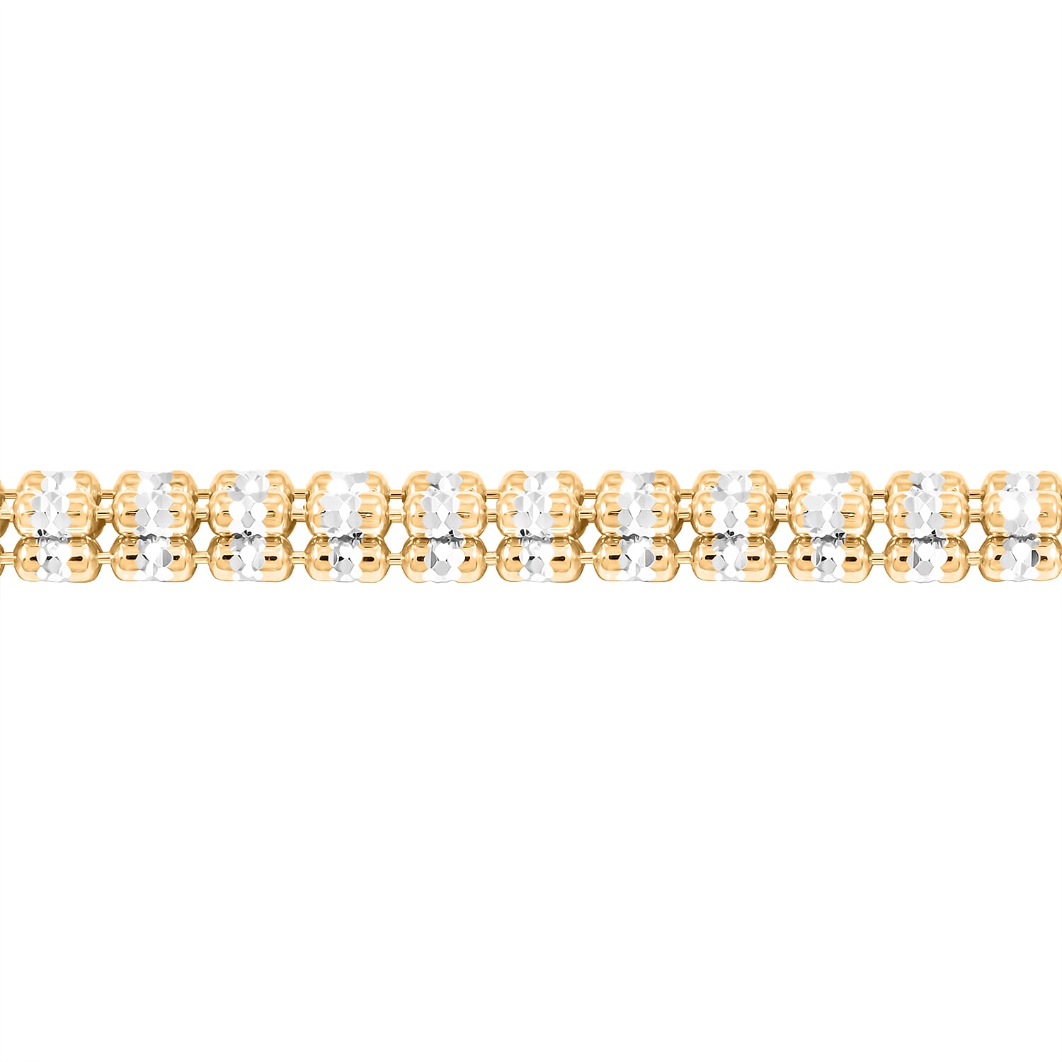 Italian 14K Yellow Gold Over and Sterling Silver Round Ice Chain Bracelet (7.25 In) 13.34 Grams