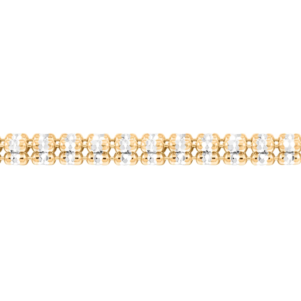 Italian 14K Yellow Gold Over and Sterling Silver Round Ice Chain Bracelet (7.25 In) 13.34 Grams image number 3