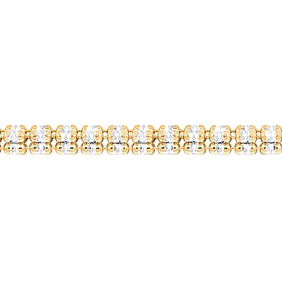 Italian 14K Yellow Gold Over and Sterling Silver Round Ice Chain Bracelet (7.25 In) 13.34 Grams