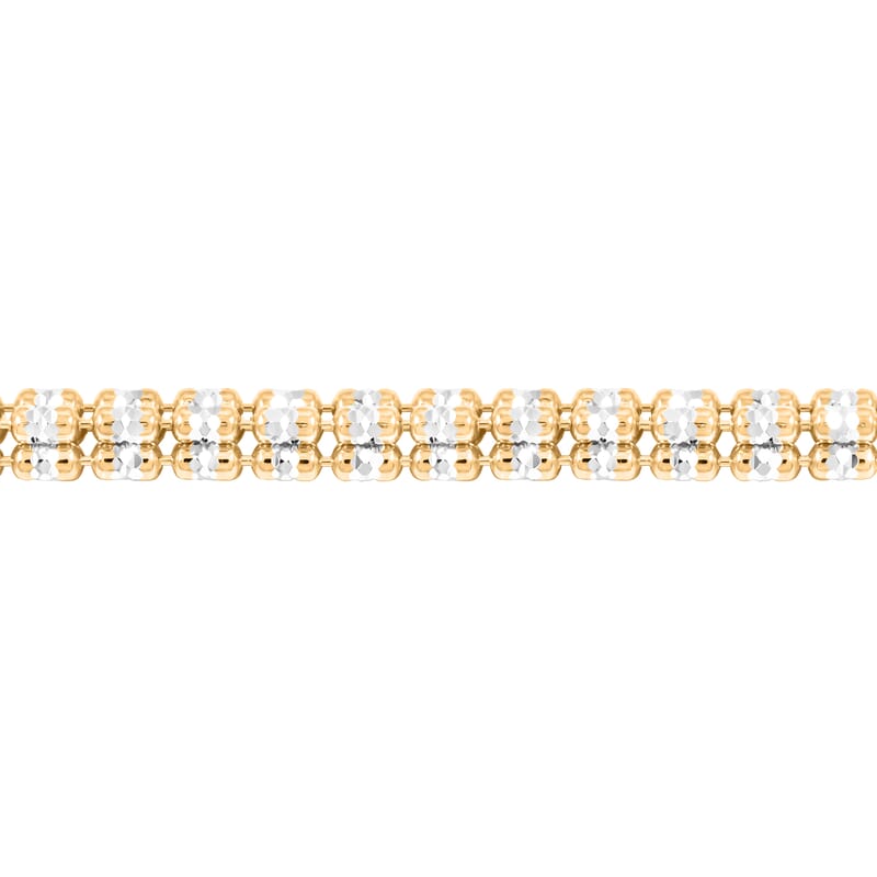 Italian 14K Yellow Gold Over and Sterling Silver Round Ice Chain Bracelet (7.25 In) 13.34 Grams