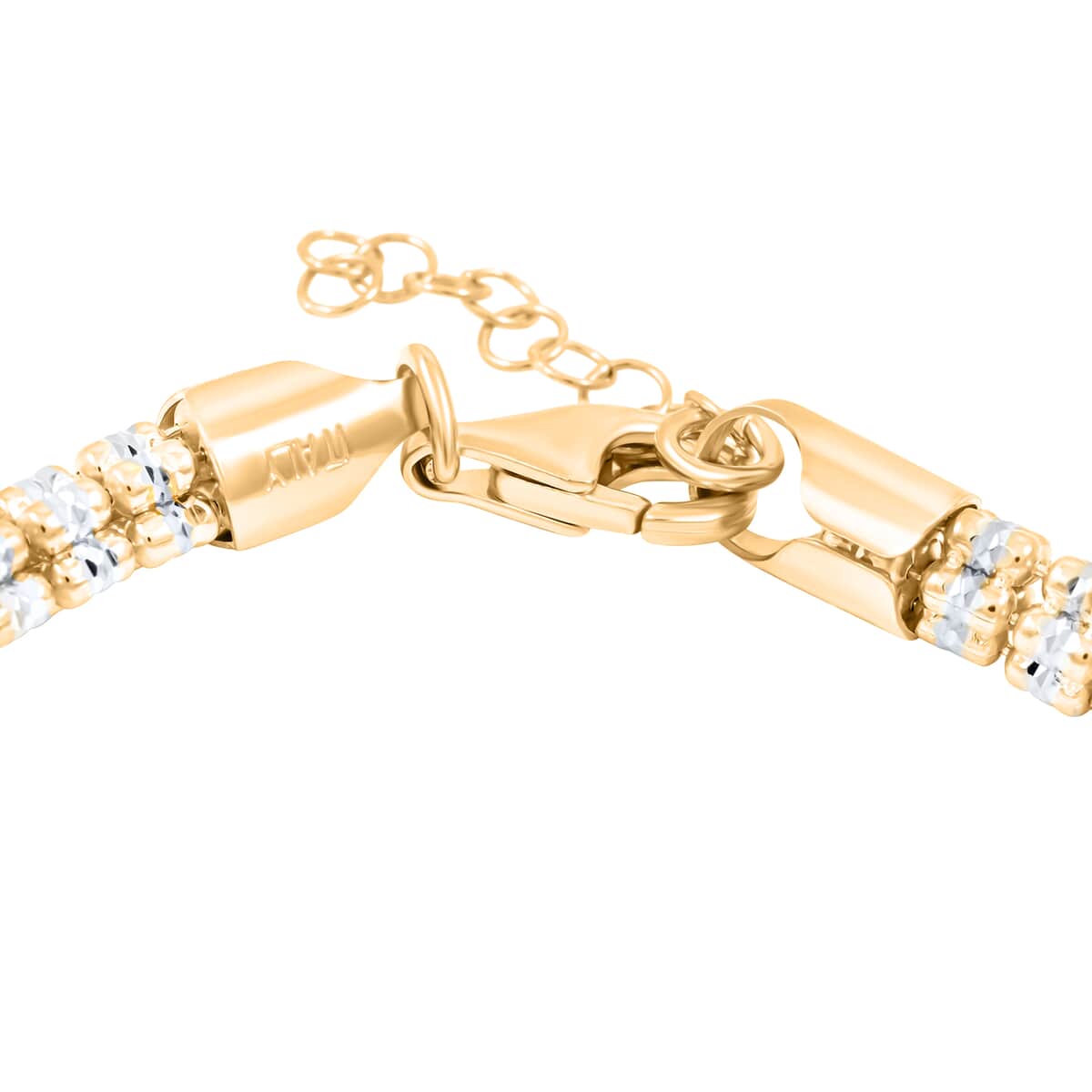 Italian 14K Yellow Gold Over and Sterling Silver Round Ice Chain Bracelet (7.25 In) 13.34 Grams image number 4