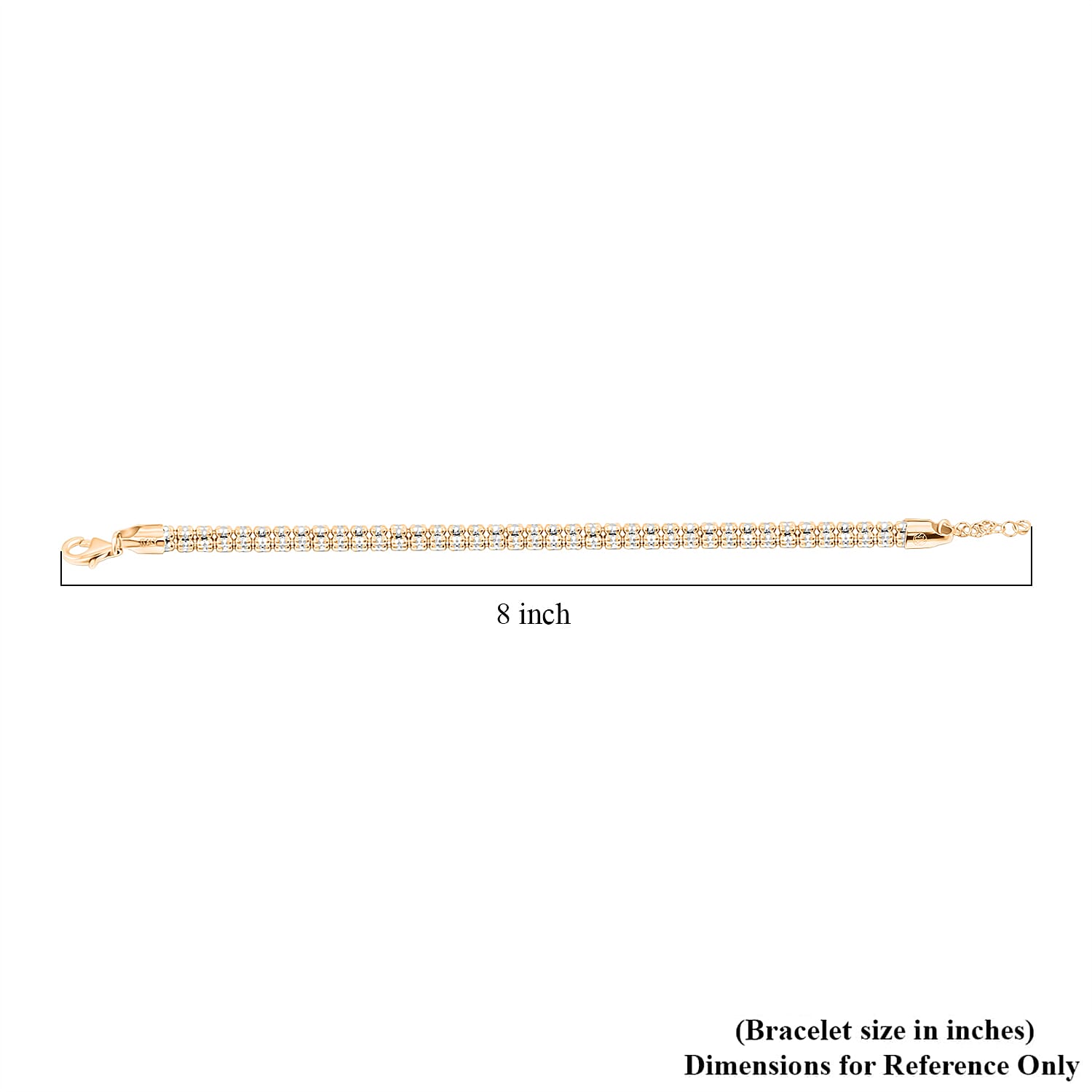 Italian 14K Yellow Gold Over and Sterling Silver Round Ice Chain Bracelet (7.25 In) 13.34 Grams