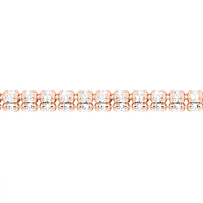 Italian 14K RG Over and Sterling Silver Round Ice Chain Bracelet (7.25 In) 12.20 Grams