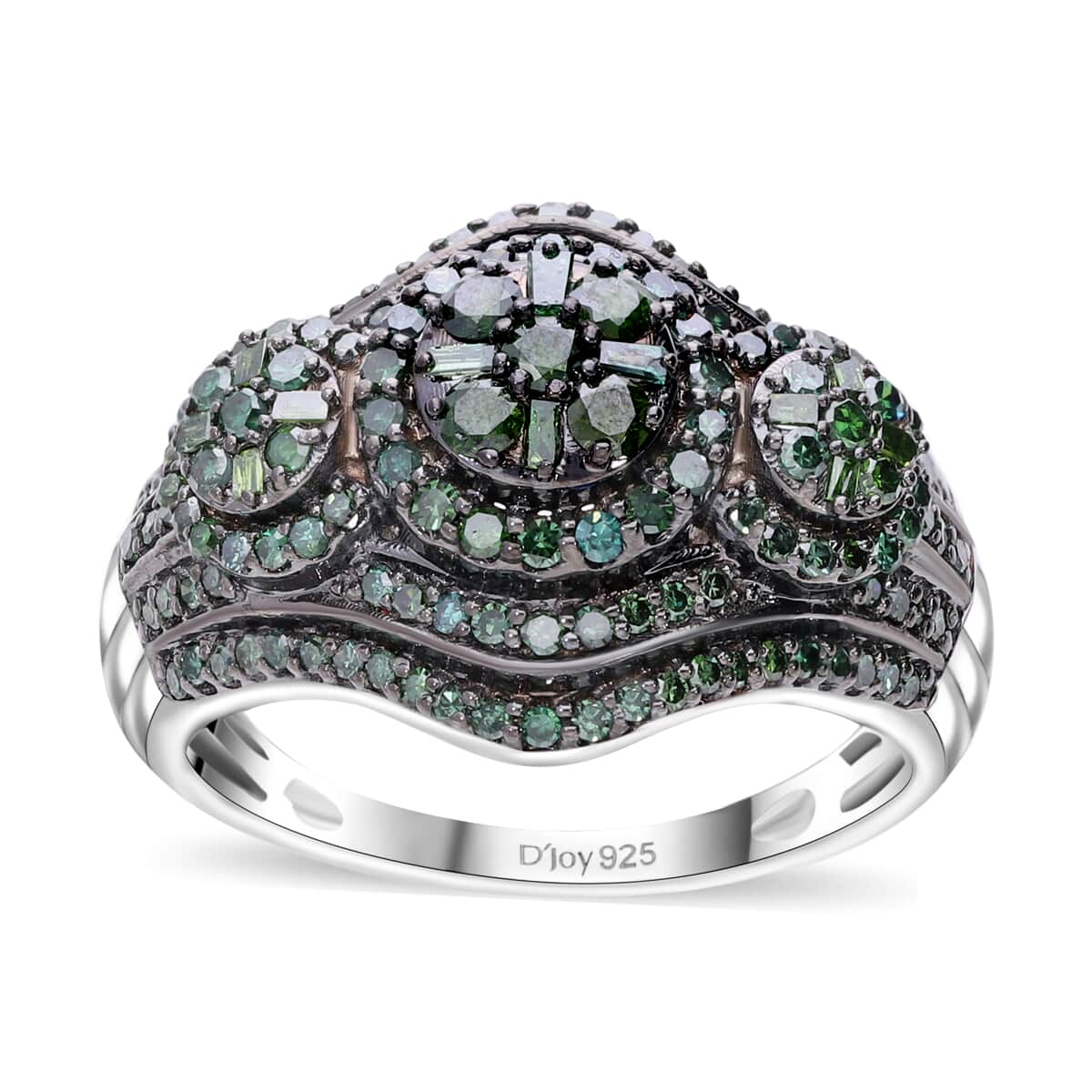 Green Diamond 1.00 ctw Ring in Platinum Over Sterling Silver (Size 10.0) image number 0