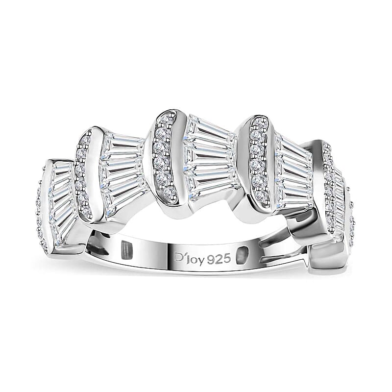 Moissanite 1.65 ctw Ring in Rhodium Over Sterling Silver (Size 10.0)
