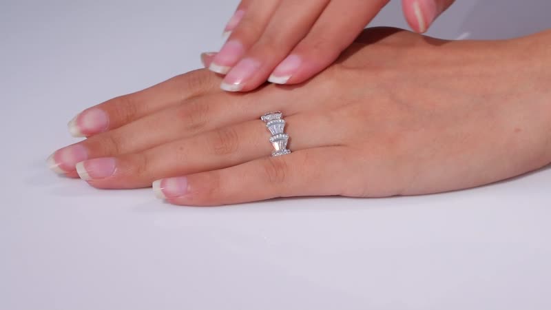 Moissanite Ring in Rhodium Over Sterling Silver (Size 10.0) 1.70 ctw