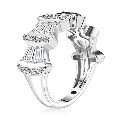 Moissanite 1.65 ctw Ring in Rhodium Over Sterling Silver (Size 10.0)