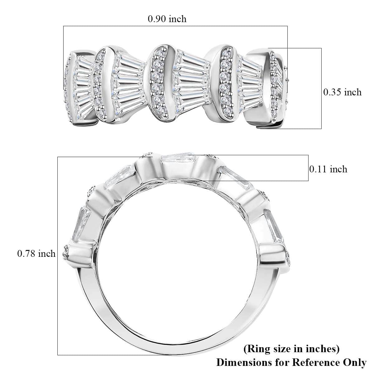 Moissanite 1.65 ctw Ring in Rhodium Over Sterling Silver (Size 10.0) image number 6