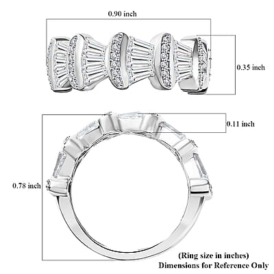 Moissanite 1.65 ctw Ring in Rhodium Over Sterling Silver (Size 10.0)