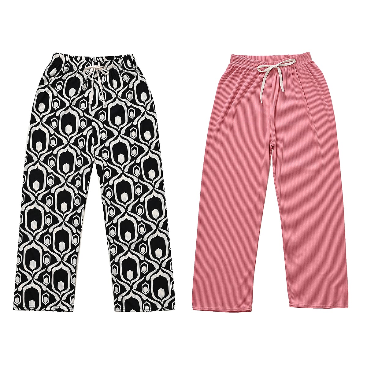Set of 2 Pink and Abstract Lounge Pants - One Size Fits Most image number 0