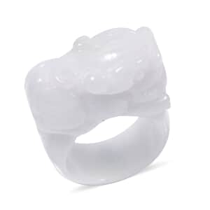 Natural Jade 75.00 ctw Carved Pixiu Band Ring (Size 10.0)