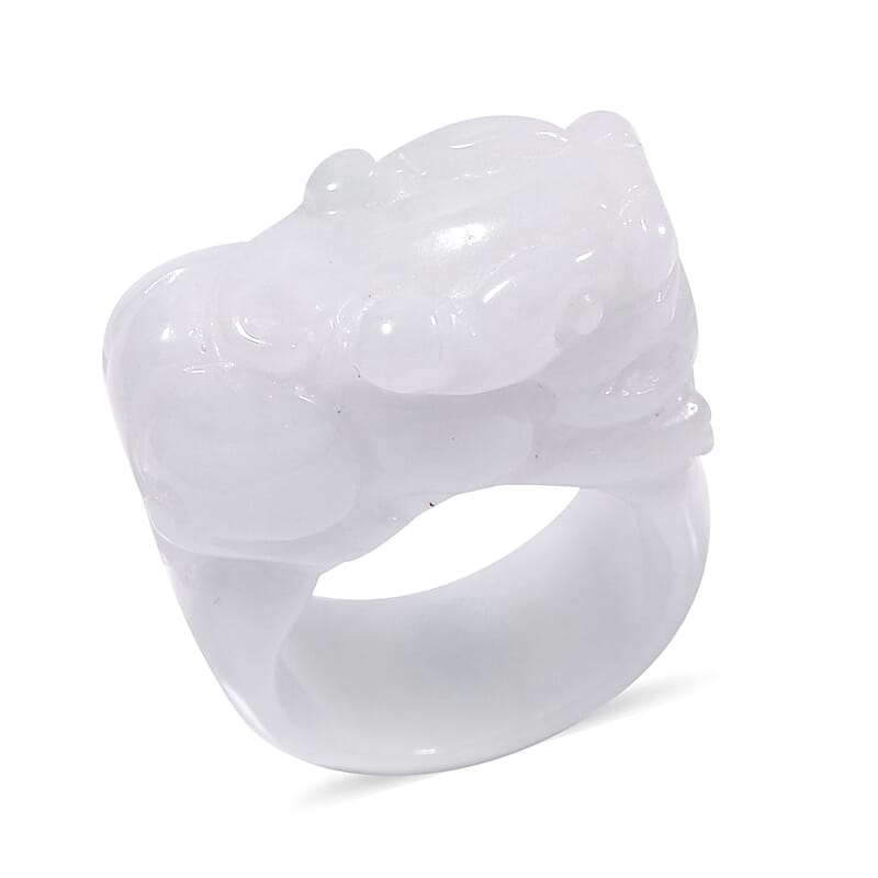 Natural Jade 75.00 ctw Carved Pixiu Band Ring (Size 10.0)