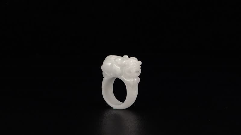 Natural Jade Carved Pixiu Band Ring (Size 10.0) 75.00 ctw