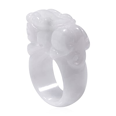 Natural Jade 75.00 ctw Carved Pixiu Band Ring (Size 10.0)