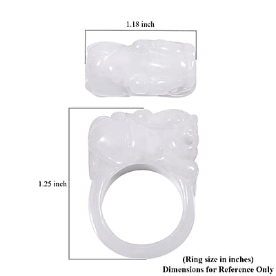Natural Jade 75.00 ctw Carved Pixiu Band Ring (Size 10.0)