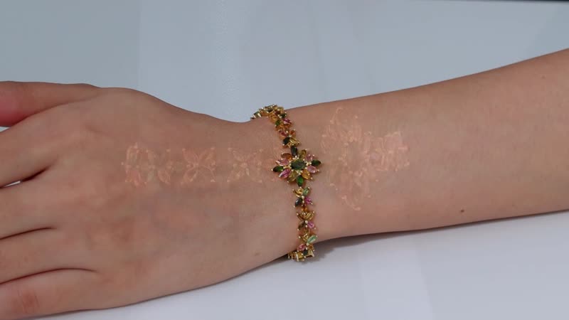 D'Joy Multi-Tourmaline 6.00 ctw Floral Harmony Bracelet in 18K Vermeil Yellow Gold Over Sterling Silver (6.50 In)