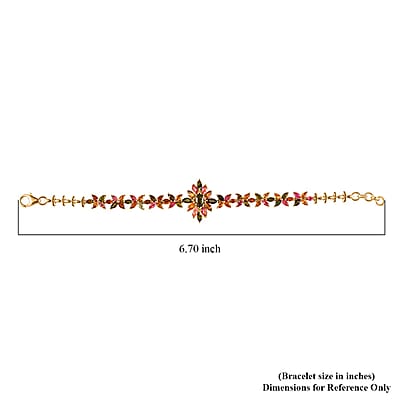 D'Joy Multi-Tourmaline 6.00 ctw Floral Harmony Bracelet in 18K Vermeil Yellow Gold Over Sterling Silver (6.50 In)