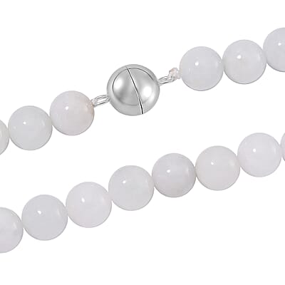 Natural Jade 620.00 ctw Carved Flower Beaded Necklace in Rhodium Over Sterling Silver 26 Inches