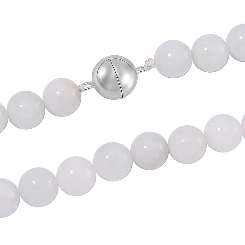 Natural Jade 620.00 ctw Carved Flower Beaded Necklace in Rhodium Over Sterling Silver 26 Inches