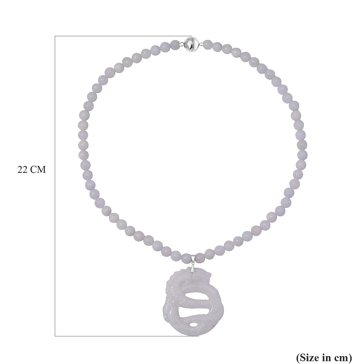 Natural Jade 350.00 ctw Carved Double Dragon and Beaded Necklace in Rhodium Over Sterling Silver 20 Inches