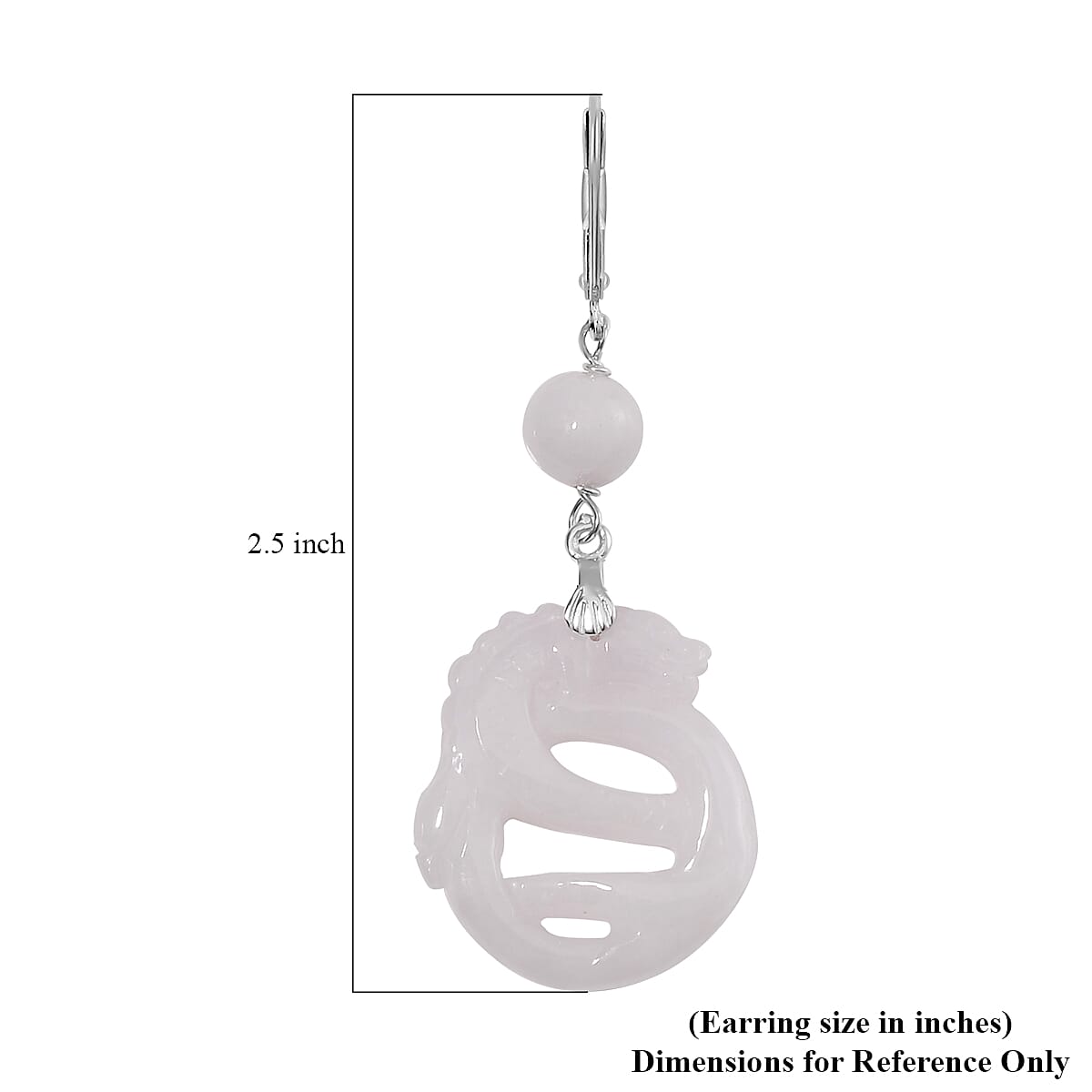 Natural Jade 40.00 ctw Carved Dragon Earrings in Rhodium Over Sterling Silver