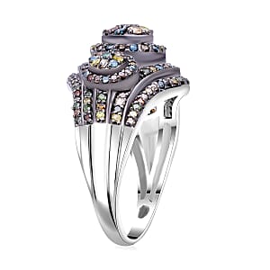 Multi Diamond 1.00 ctw Floral Majesty Ring in Platinum Over Sterling Silver (Size 6.0) 