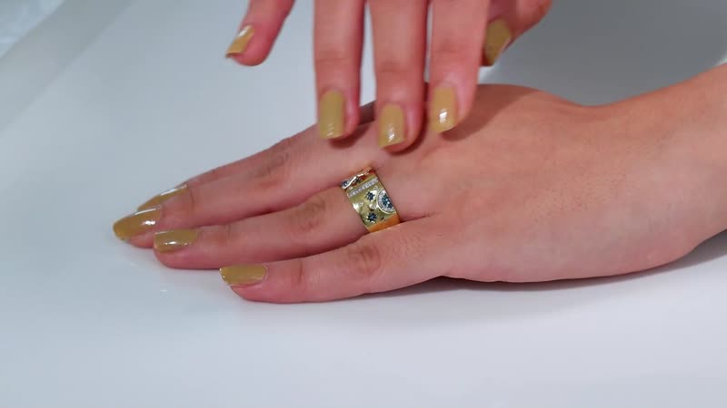 GP Celestial Dream Collection Blue Diamond (IR), Diamond Ring in 18K Vermeil YG Over Sterling Silver (Size 10.0) 0.30 ctw