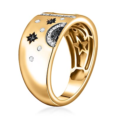 GP Celestial Dream Collection Blue and White Diamond 0.30 ctw Ring in 18K Vermeil Yellow Gold Over Sterling Silver (Size 10.0)