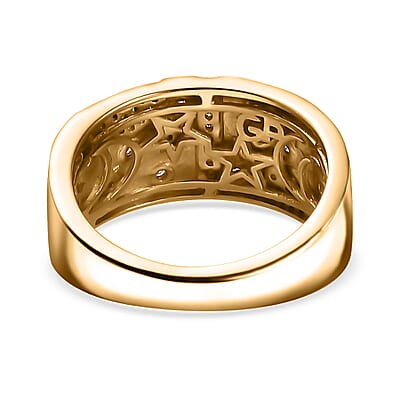 GP Celestial Dream Collection Blue and White Diamond 0.30 ctw Ring in 18K Vermeil Yellow Gold Over Sterling Silver (Size 10.0)