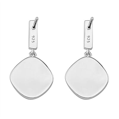 Simulated White and Ruby Color Diamond Mosaic Earrings in Rhodium Over Sterling Silver