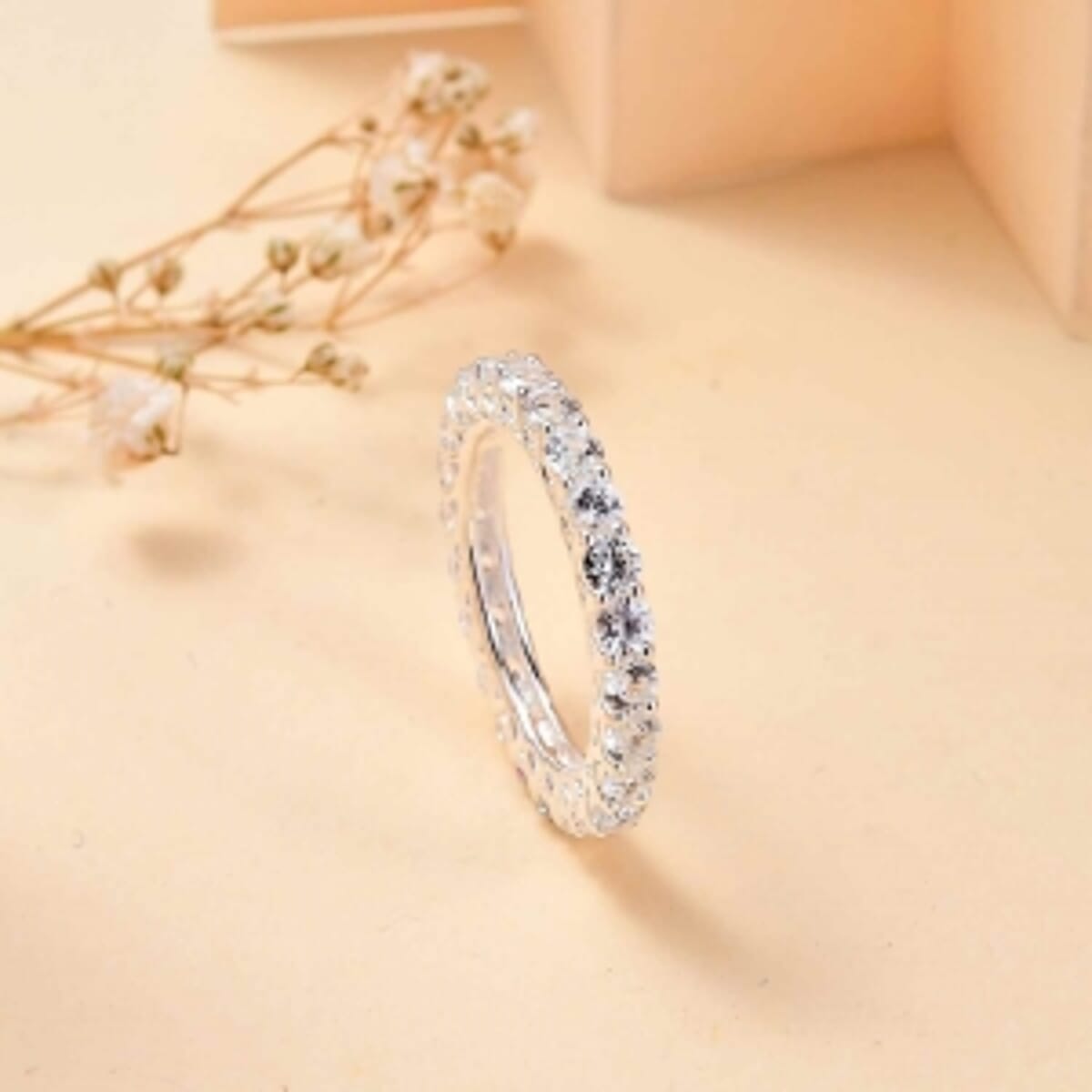 White Zircon 4.83 ctw Ring in Sterling Silver (Size 6.5) image number 1