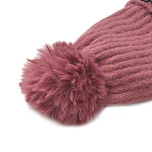 Set of 2 Rose and Ivory Rib Knit Crystal Beanies &ndash; One Size Fits Most