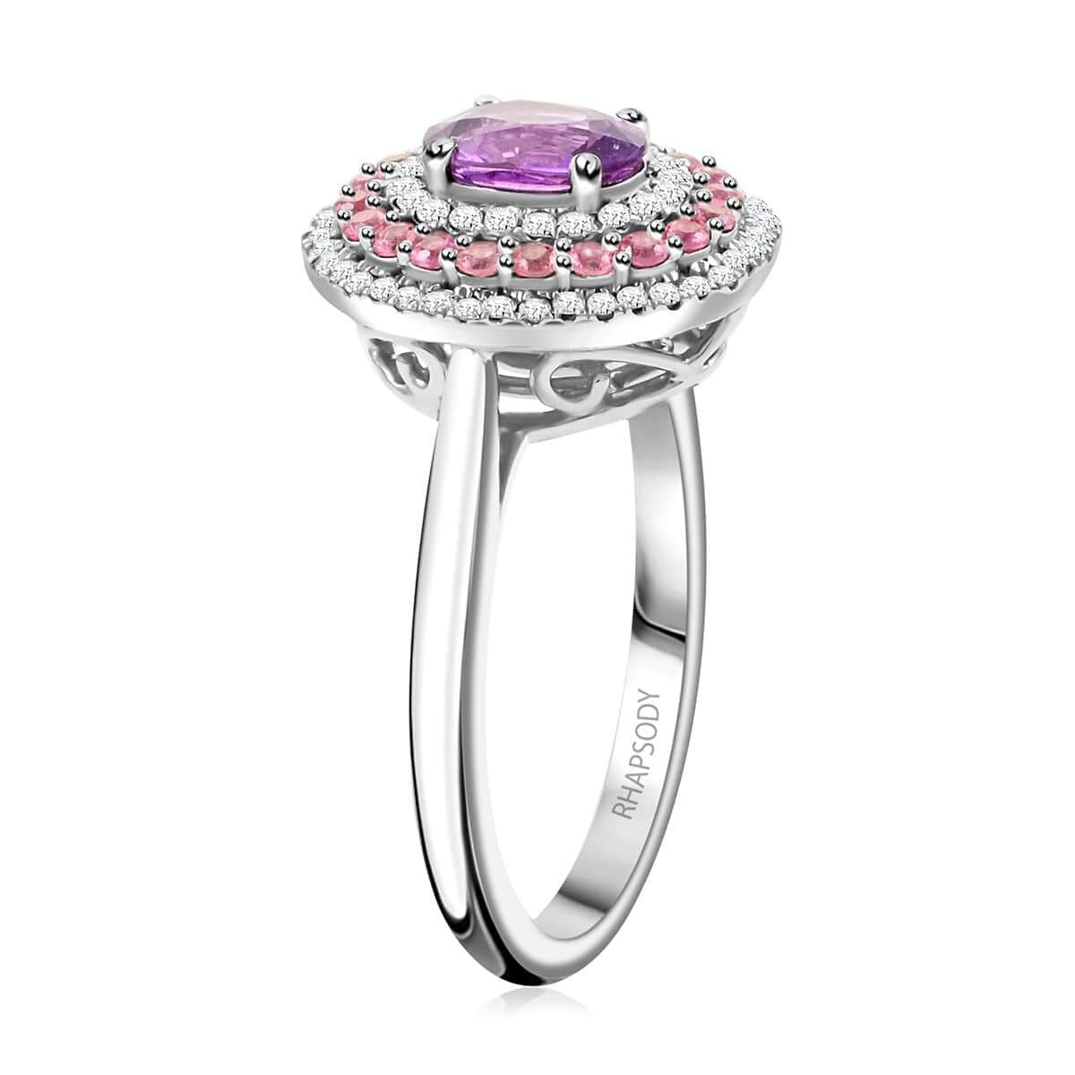 Rhapsody AAAA Madagascar Purple Sapphire and Pink Spinel and E-F VS Diamond 1.60 ctw Ring in 950 Platinum (Size 10.0) 8.60 Grams image number 3