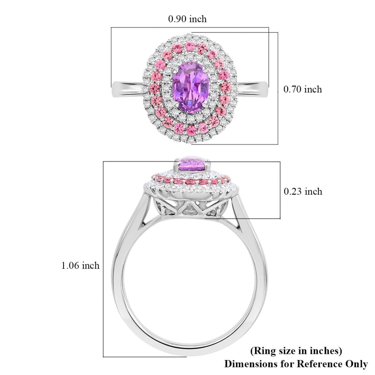 Rhapsody AAAA Madagascar Purple Sapphire and Pink Spinel and E-F VS Diamond 1.60 ctw Ring in 950 Platinum (Size 10.0) 8.60 Grams image number 5