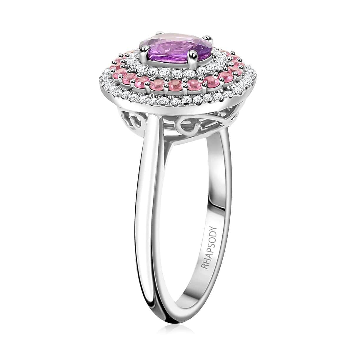 Rhapsody AAAA Madagascar Purple Sapphire and Pink Spinel and E-F VS Diamond 1.60 ctw Ring in 950 Platinum (Size 5.5) 8.60 Grams
