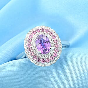 Rhapsody AAAA Madagascar Purple Sapphire and Pink Spinel and E-F VS Diamond 1.60 ctw Ring in 950 Platinum (Size 7.0) 8.60 Grams
