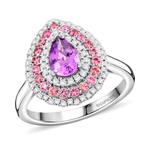 Rhapsody AAAA Madagascar Purple Sapphire and Pink Spinel and E-F VS Diamond 1.40 ctw Ring in 950 Platinum (Size 8.0) 8.50 Grams