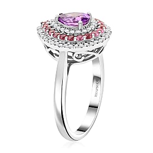 Rhapsody AAAA Madagascar Purple Sapphire and Pink Spinel and E-F VS Diamond 1.40 ctw Ring in 950 Platinum (Size 8.5) 8.50 Grams