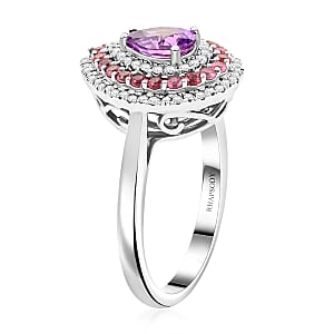 Rhapsody AAAA Madagascar Purple Sapphire and Pink Spinel and E-F VS Diamond 1.40 ctw Ring in 950 Platinum (Size 9.0) 8.50 Grams