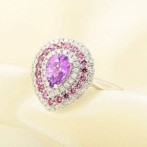 Rhapsody AAAA Madagascar Purple Sapphire and Pink Spinel and E-F VS Diamond 1.40 ctw Ring in 950 Platinum (Size 9.5) 8.50 Grams